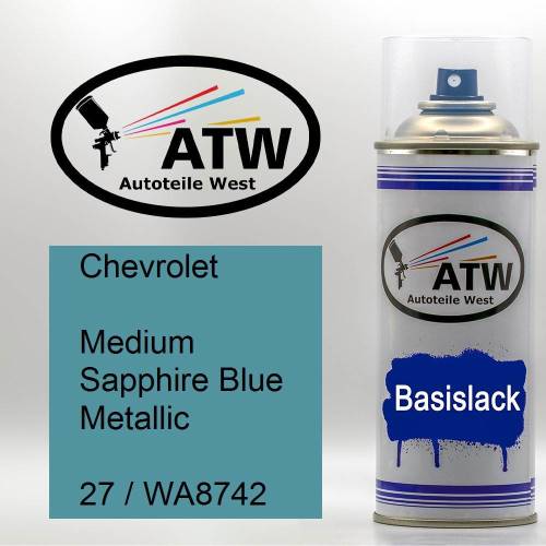 Chevrolet, Medium Sapphire Blue Metallic, 27 / WA8742: 400ml Sprühdose, von ATW Autoteile West.